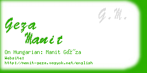 geza manit business card